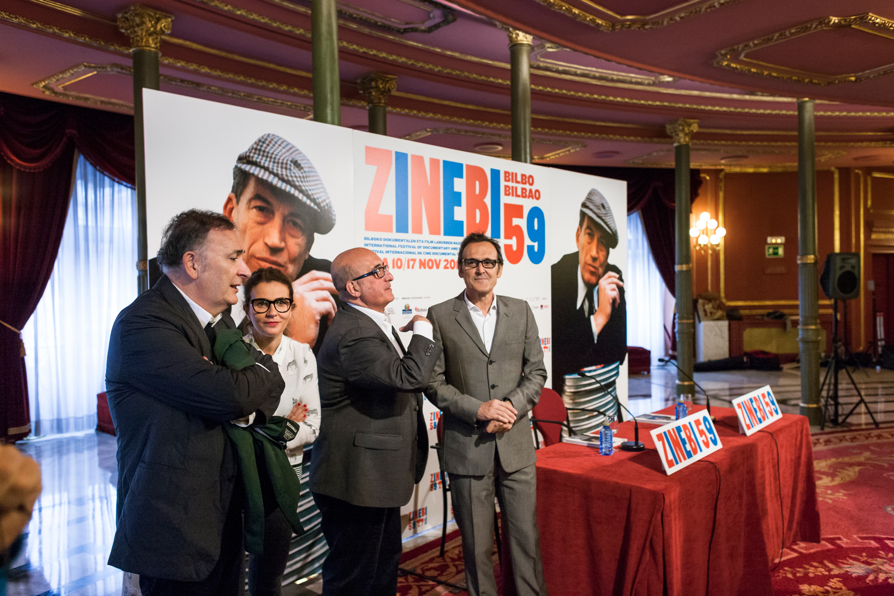 Ernesto del Río (Director ZINEBI), Vanesa Fernández Guerra (Programadora), Luis Eguiraun (Programador), Alberto Iglesias. Prentsaurreko _ Press-conference _ Conferencia de prensa (2017)